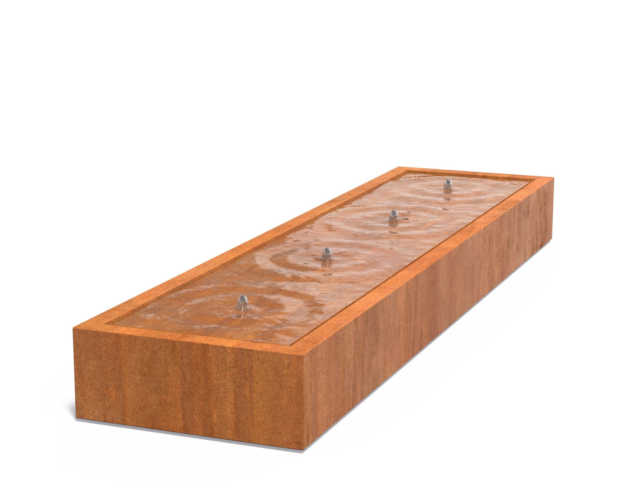 Watertafel cortenstaal rechthoek 400x100x40cm. afbeelding