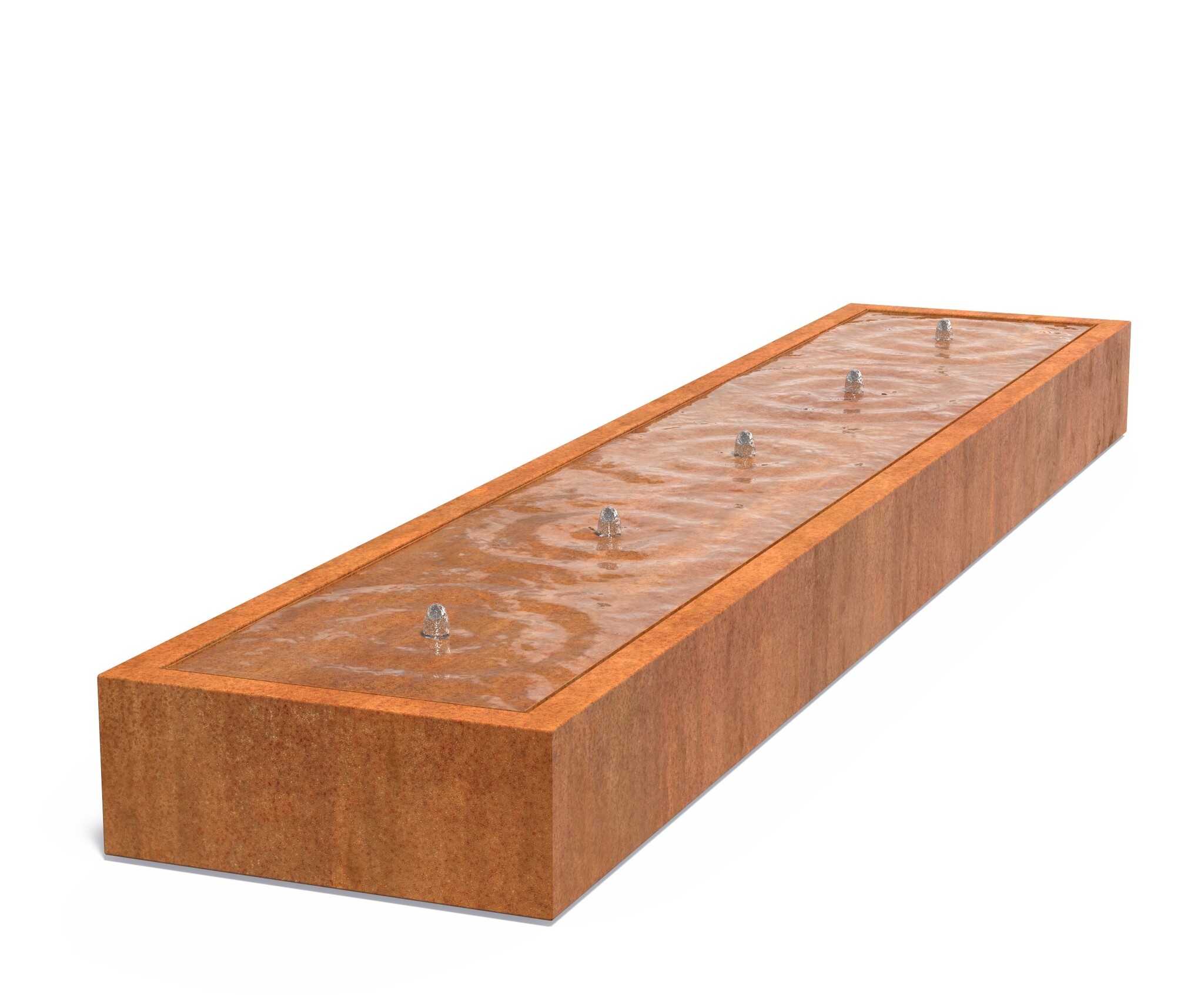 Watertafel cortenstaal rechthoek 500x100x40cm. afbeelding
