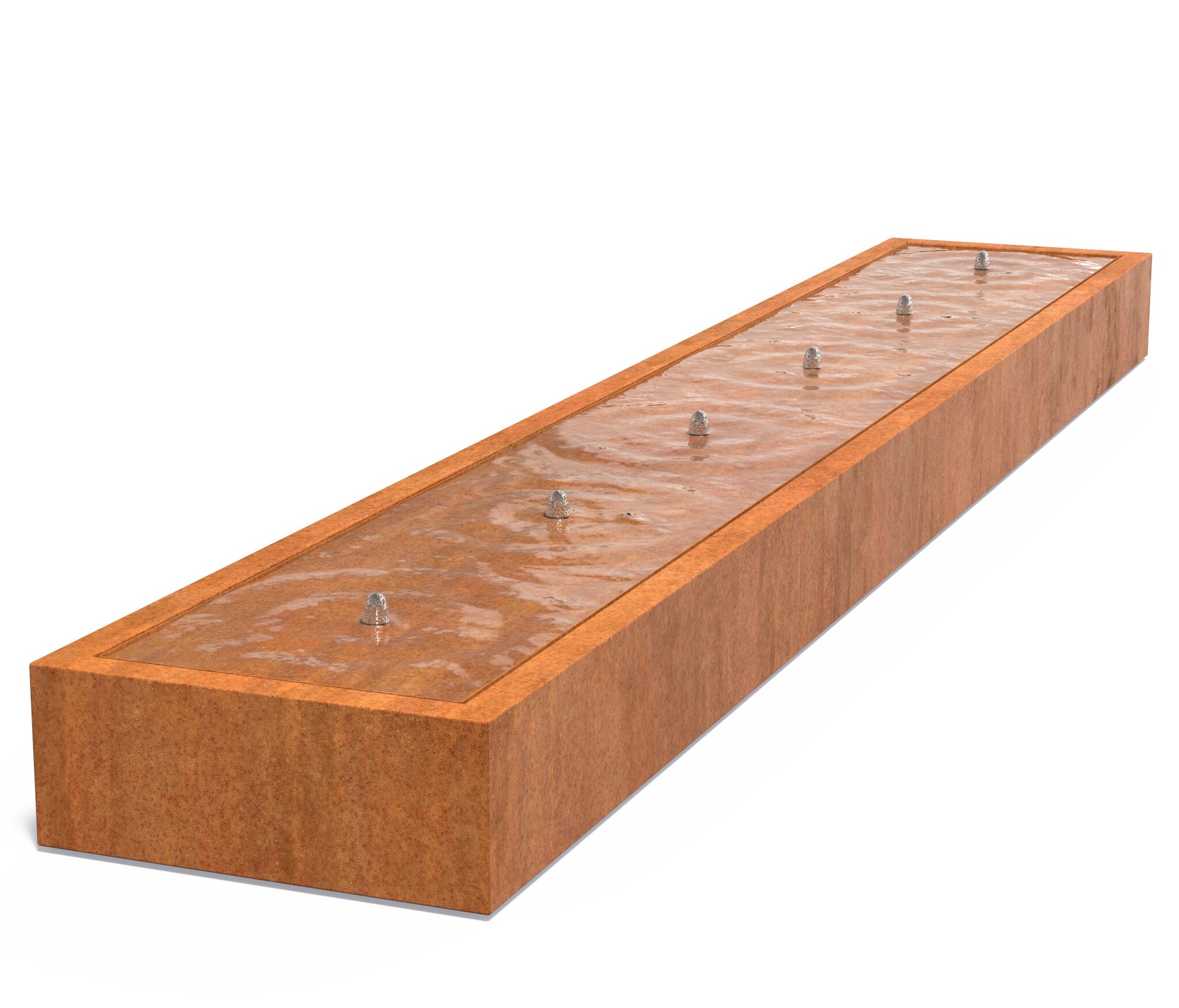 Watertafel cortenstaal rechthoek 600x100x40cm. afbeelding