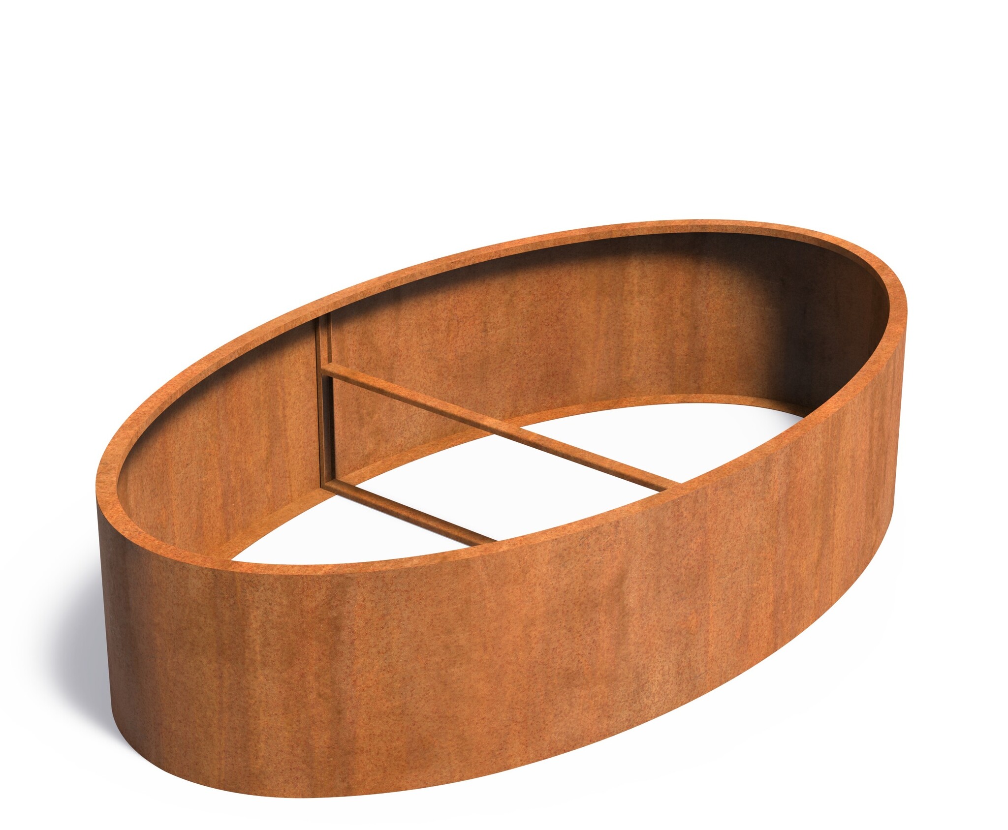 Cortenstaal plantenbak Ellipse zonder bodem 280x160x60cm. afbeelding