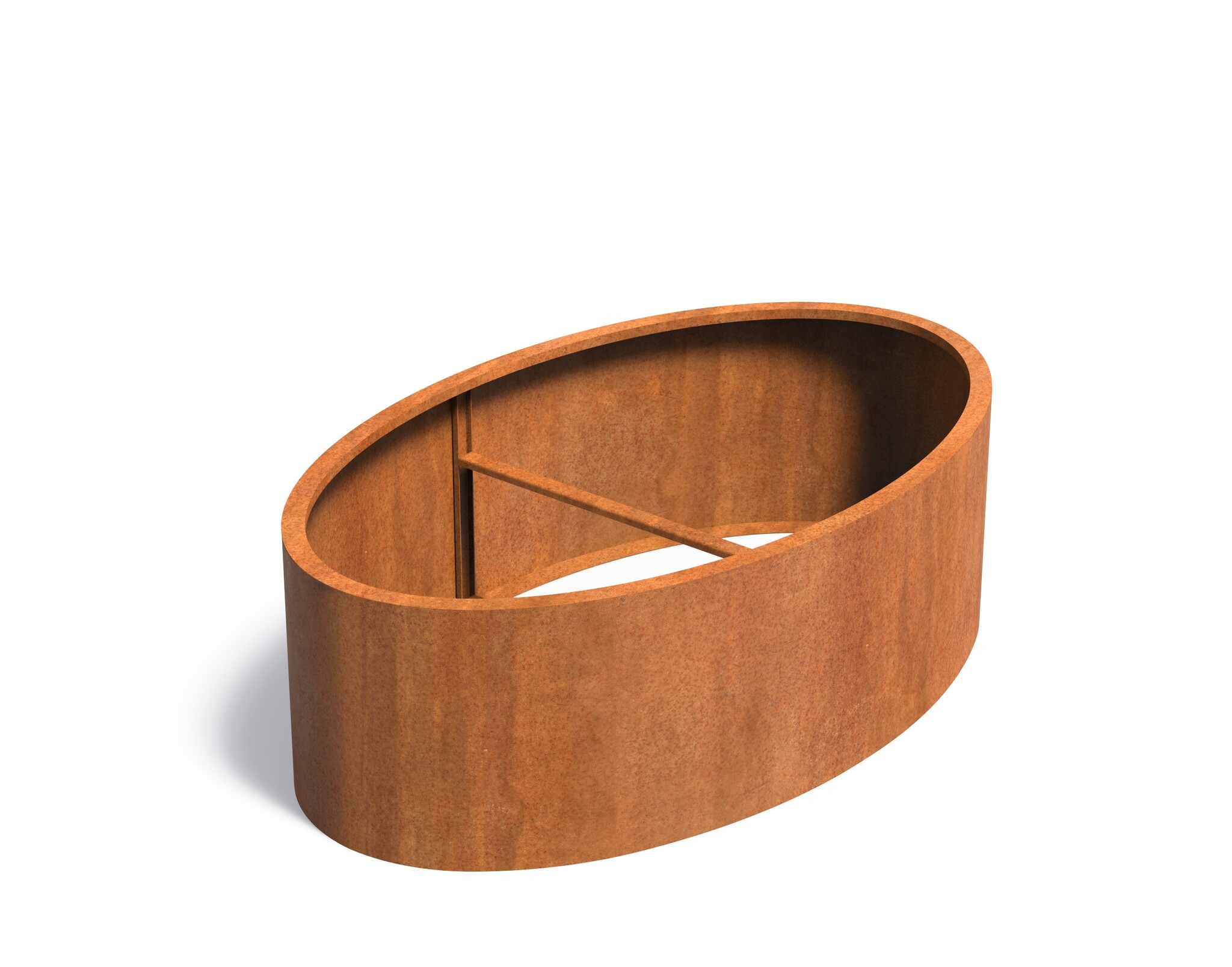 Cortenstaal plantenbak Ellipse zonder bodem 200x120x60cm. afbeelding