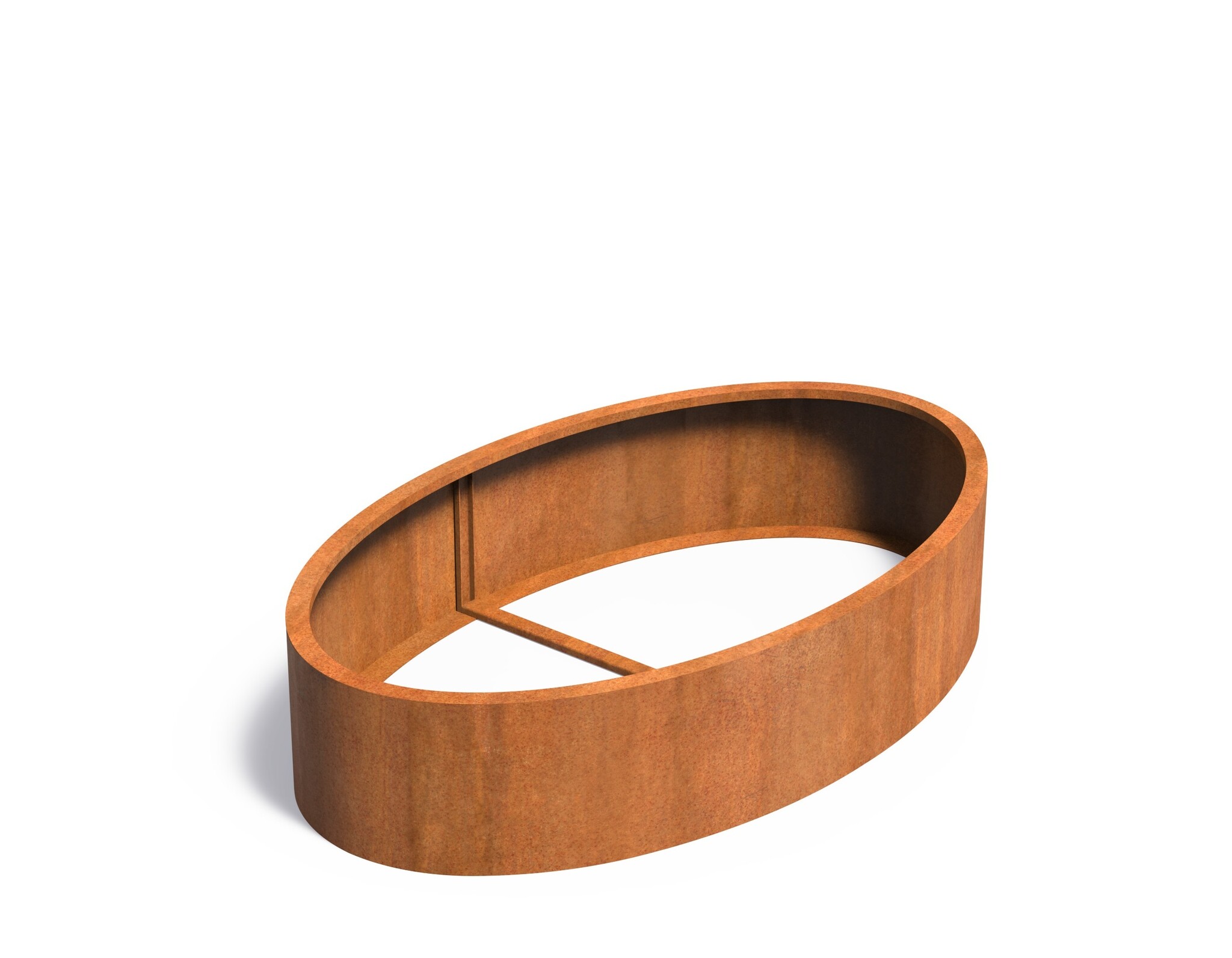 Cortenstaal plantenbak Ellipse zonder bodem 200x120x40cm. afbeelding