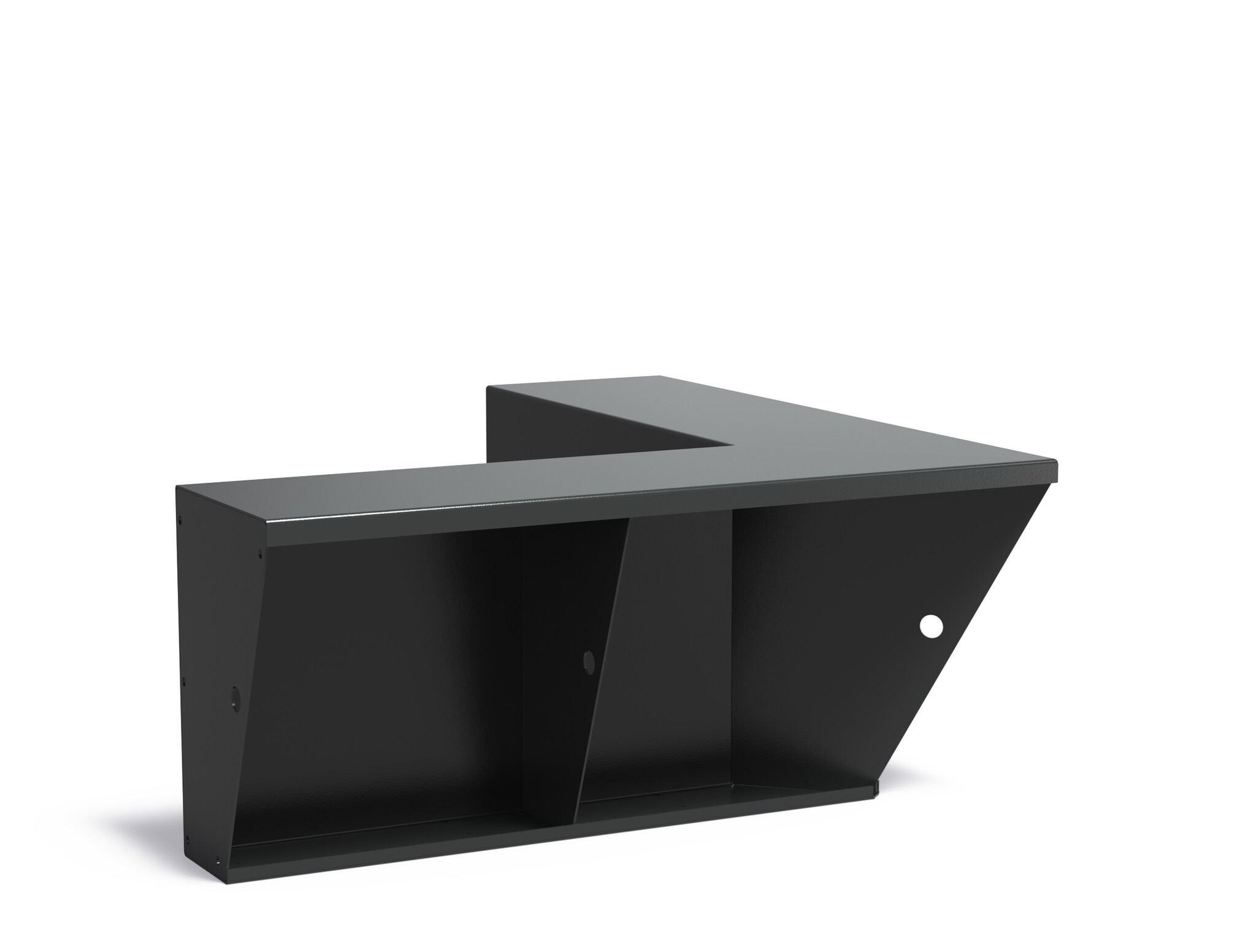 Keerwand aluminium binnenhoek 100x100x60cm. brede bovenrand afbeelding
