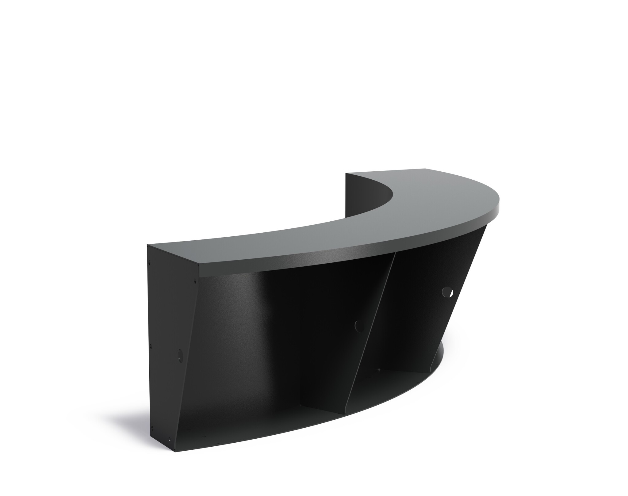 Keerwand aluminium binnenbocht 150x150x60cm. brede bovenrand afbeelding