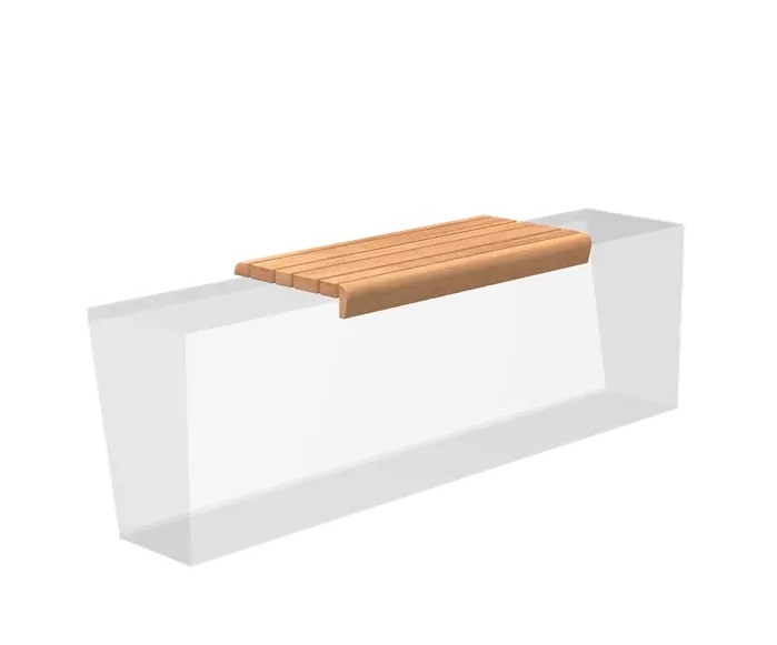 Houten zitting afgerond 100x50cm. afbeelding