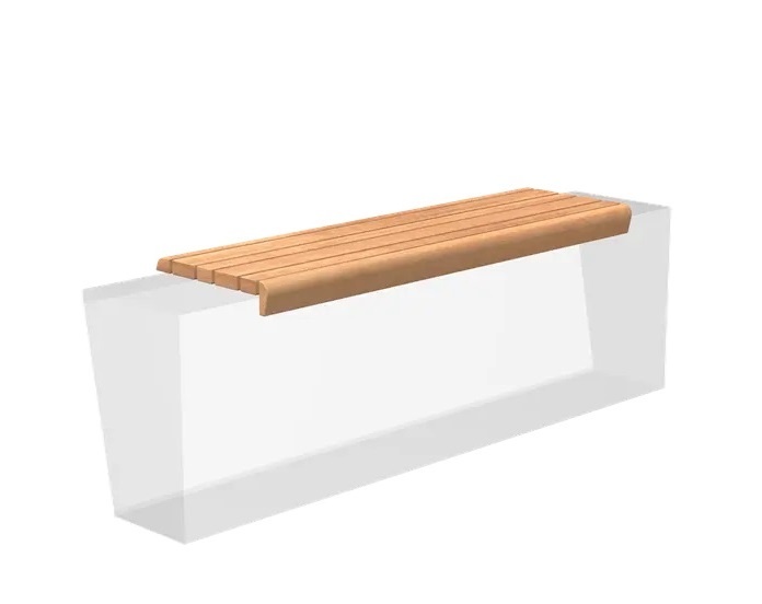 Houten zitting afgerond 150x50cm. afbeelding