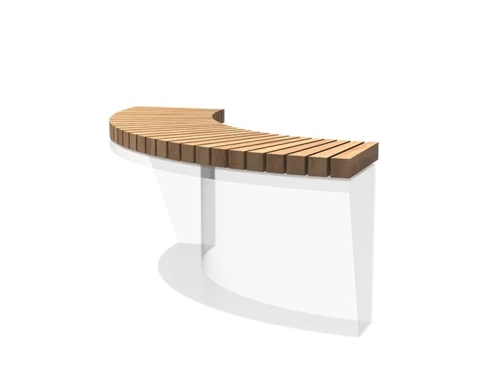 Houten zitting binnenbocht recht 100x100cm. afbeelding