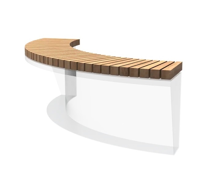 Houten zitting binnenbocht recht 150x150cm. afbeelding