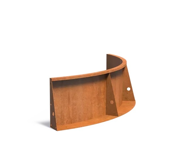 Keerwand cortenstaal binnenbocht 100x100x50cm. afbeelding