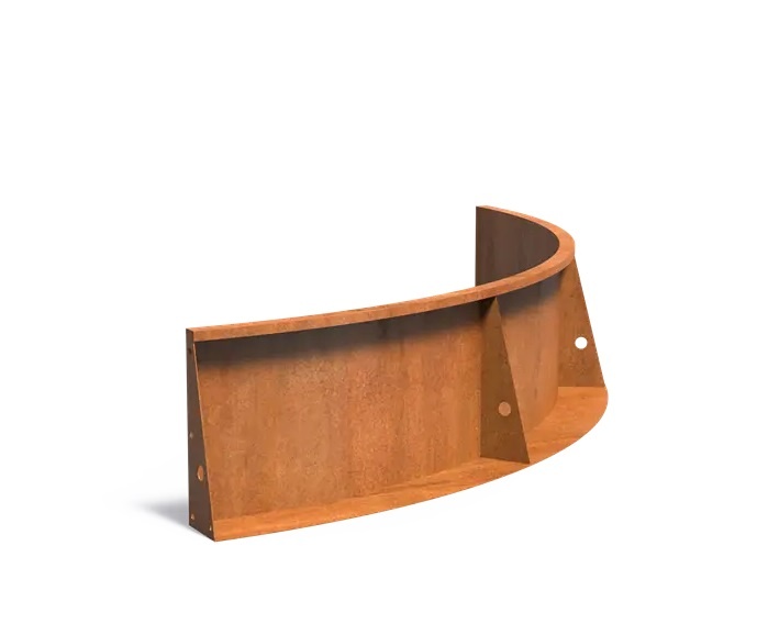 Keerwand cortenstaal binnenbocht 200x200x50cm. afbeelding