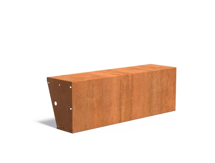 Keerwand cortenstaal recht 150x40x50cm. brede bovenrand afbeelding