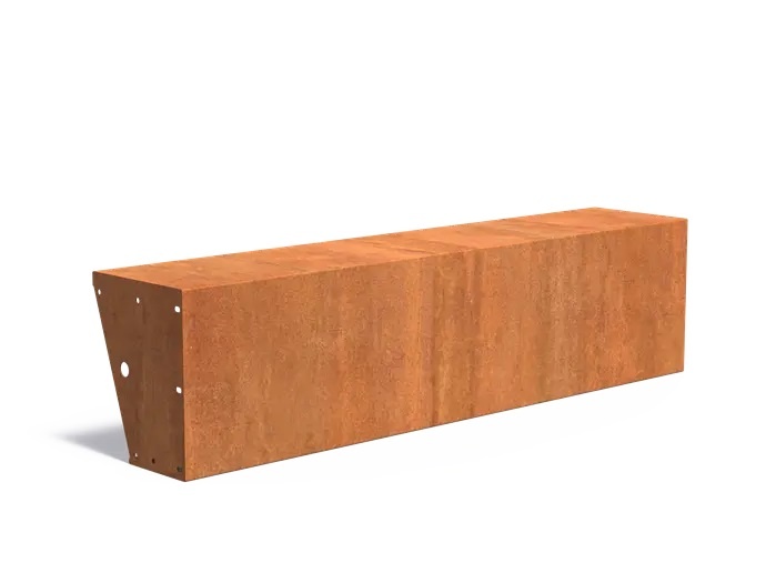 Keerwand cortenstaal recht 200x40x50cm. brede bovenrand afbeelding