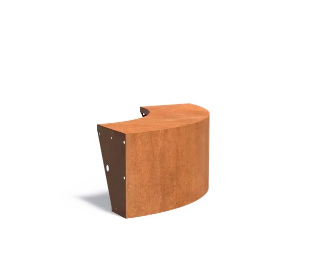 Keerwand cortenstaal buitenbocht 100x100x50cm. brede bovenrand afbeelding