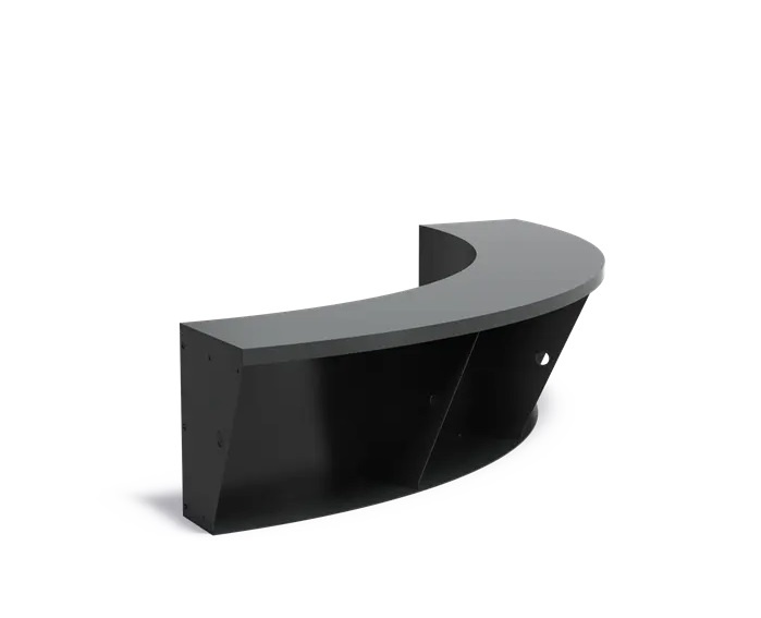 Keerwand aluminium binnenbocht 150x150x50cm. brede bovenrand afbeelding