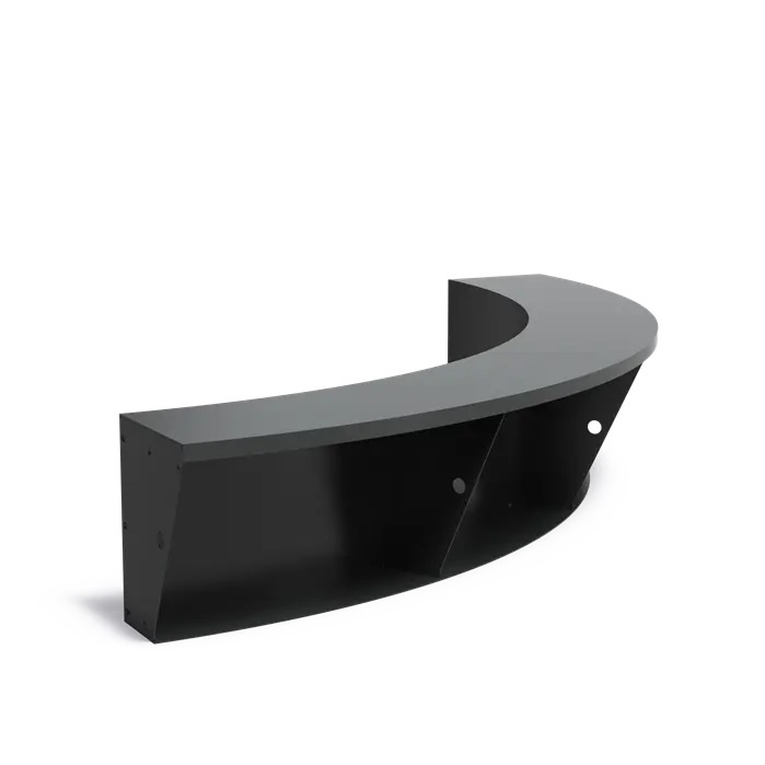 Keerwand aluminium binnenbocht 200x200x50cm. brede bovenrand afbeelding