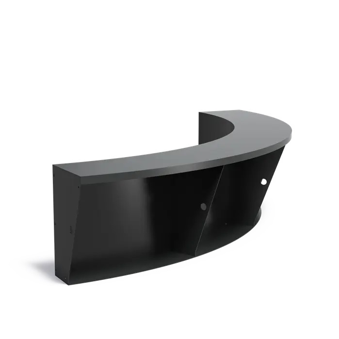 Keerwand aluminium binnenbocht 200x200x60cm. brede bovenrand afbeelding