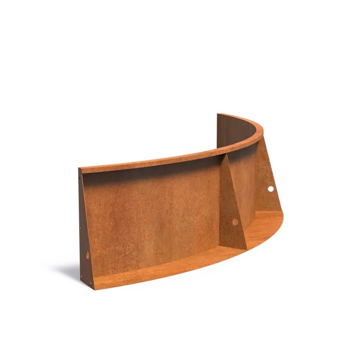Keerwand cortenstaal binnenbocht 200x200x60cm. afbeelding