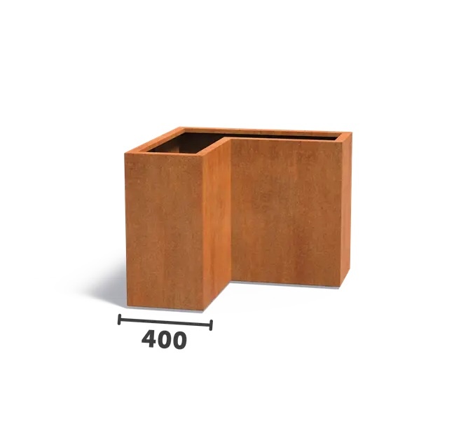 Cortenstaal plantenbak CARREZ L-vorm 100x100x80cm. afbeelding