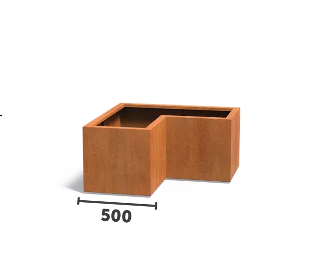 Cortenstaal plantenbak CARREZ L-vorm 100x100x50cm. afbeelding