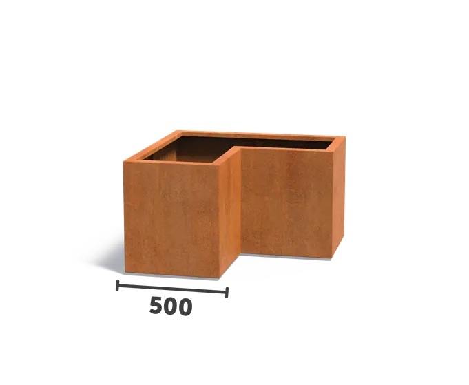 Cortenstaal plantenbak CARREZ L-vorm 100x100x60cm. afbeelding
