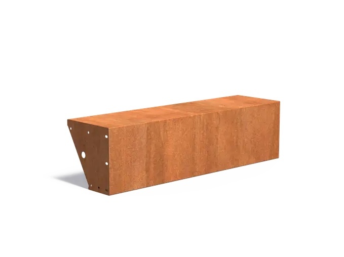 Keerwand cortenstaal recht 150x40x40cm. brede bovenrand afbeelding