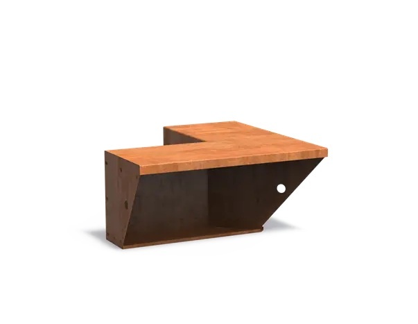 Keerwand cortenstaal binnenhoek 50x50x40cm. brede bovenrand afbeelding