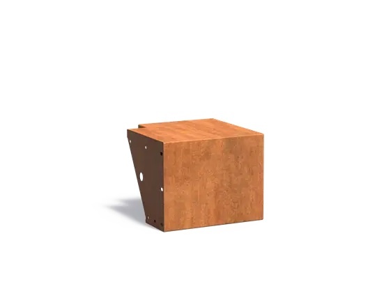 Keerwand cortenstaal buitenhoek 50x50x40cm. brede bovenrand afbeelding