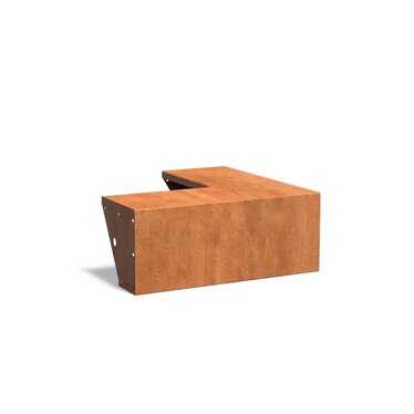Keerwand cortenstaal buitenhoek 100x100x40cm. brede bovenrand