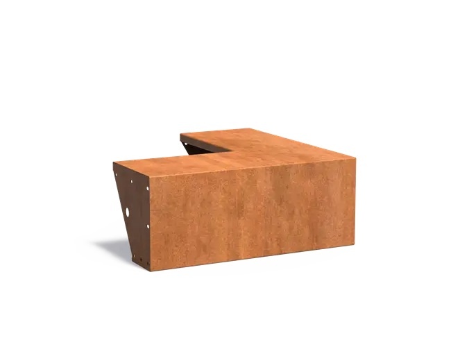 Keerwand cortenstaal buitenhoek 100x100x40cm. brede bovenrand afbeelding