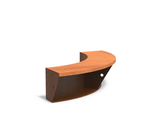 Keerwand cortenstaal binnenbocht 100x100x40cm. brede bovenrand afbeelding