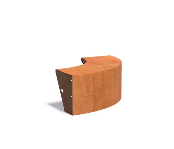 Keerwand cortenstaal buitenbocht 100x100x40cm. brede bovenrand afbeelding