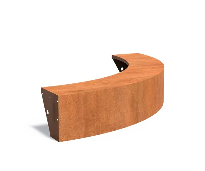 Keerwand cortenstaal buitenbocht 200x200x40cm. brede bovenrand afbeelding