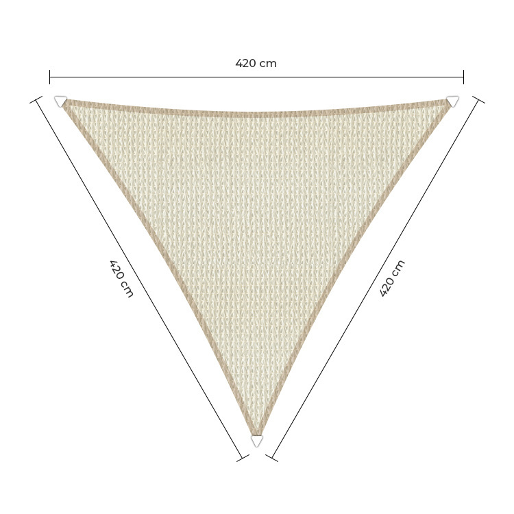Sunfighter schaduwdoek driehoek ivoor 4.2x4.2x4.2m. 2e kans