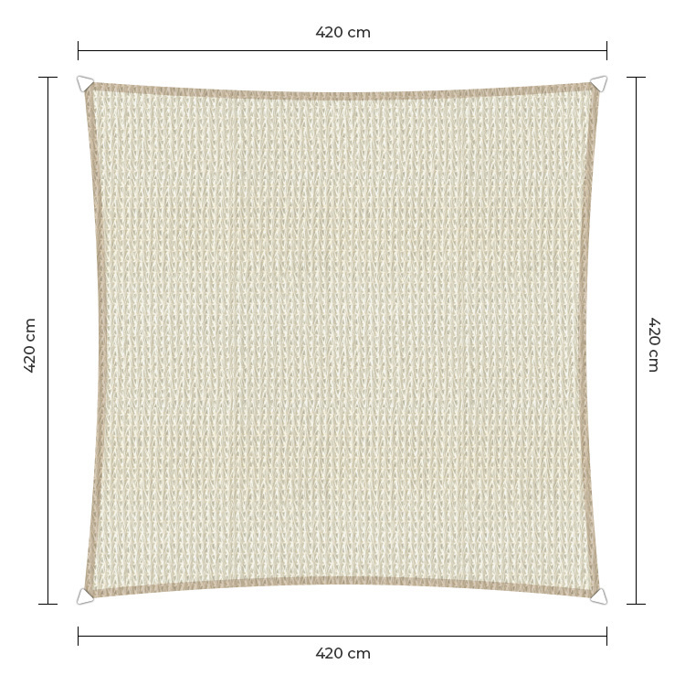 Sunfighter schaduwdoek vierkant ivoor 4.2x4.2m. 2e kans