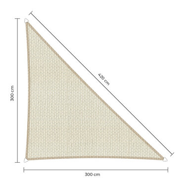 Sunfighter schaduwdoek langhoek ivoor 3x3x4.2m. 2e kans