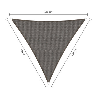 Schaduwdoek driehoek grijs 4.2x4.2x4.2m. 2e kans