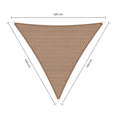 Schaduwdoek driehoek zand 4.2x4.2x4.2m. 2e kans