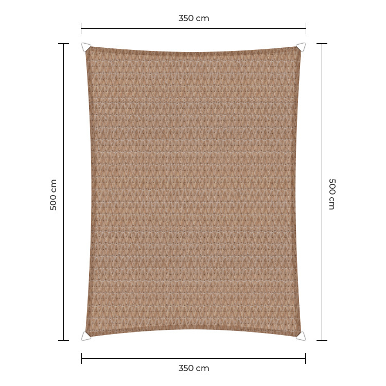 Schaduwdoek Rechthoek zand 3,5x5m. 2e kans