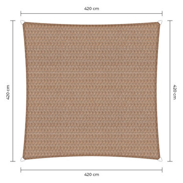 Schaduwdoek vierkant zand 4.2x4.2m. 2e kans
