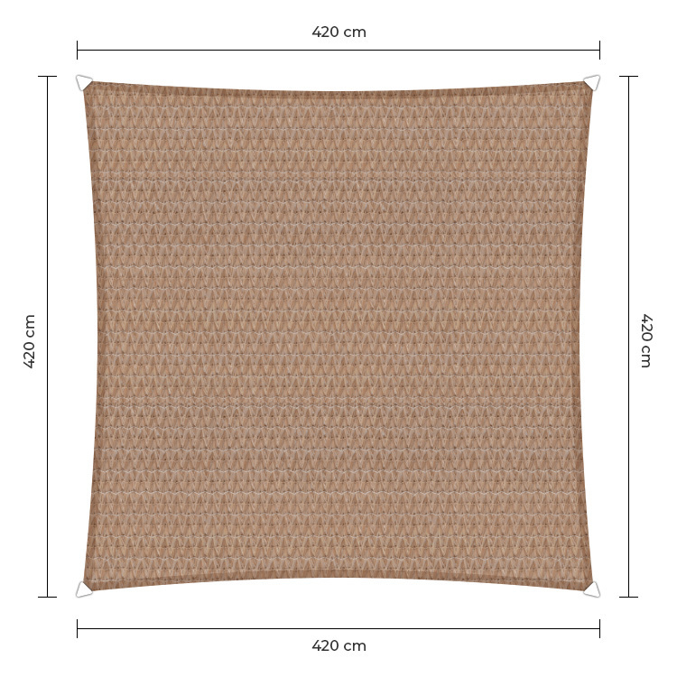 Schaduwdoek vierkant zand 4.2x4.2m. 2e kans