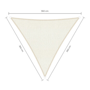 Schaduwdoek driehoek wit 3.6x3.6x3.6m. 2e kans
