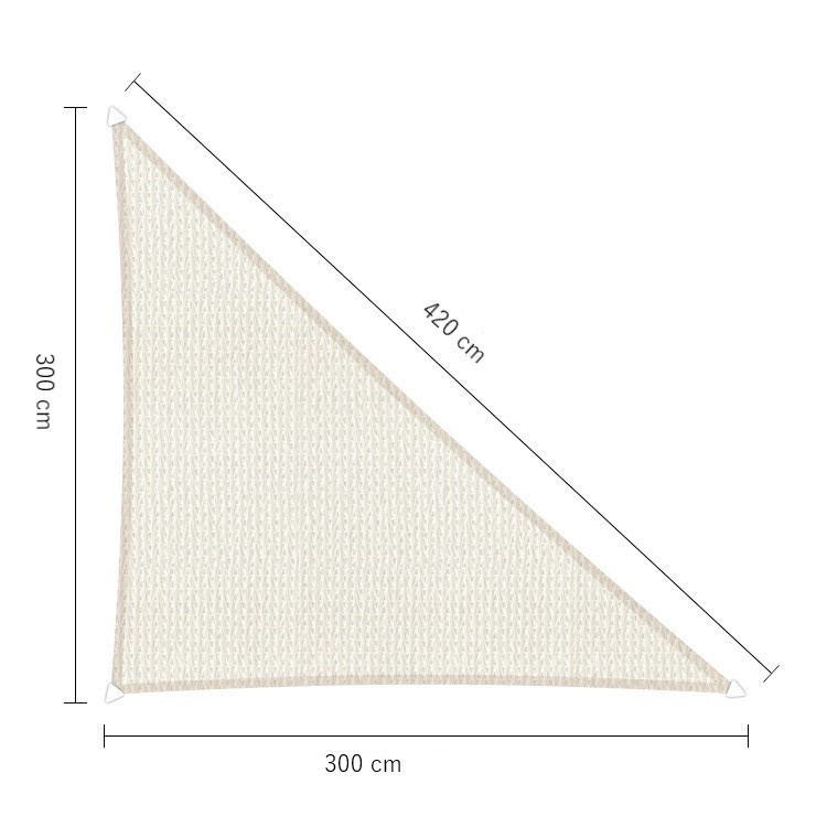 Schaduwdoek langhoek wit 3x3x4.2m. 2e kans