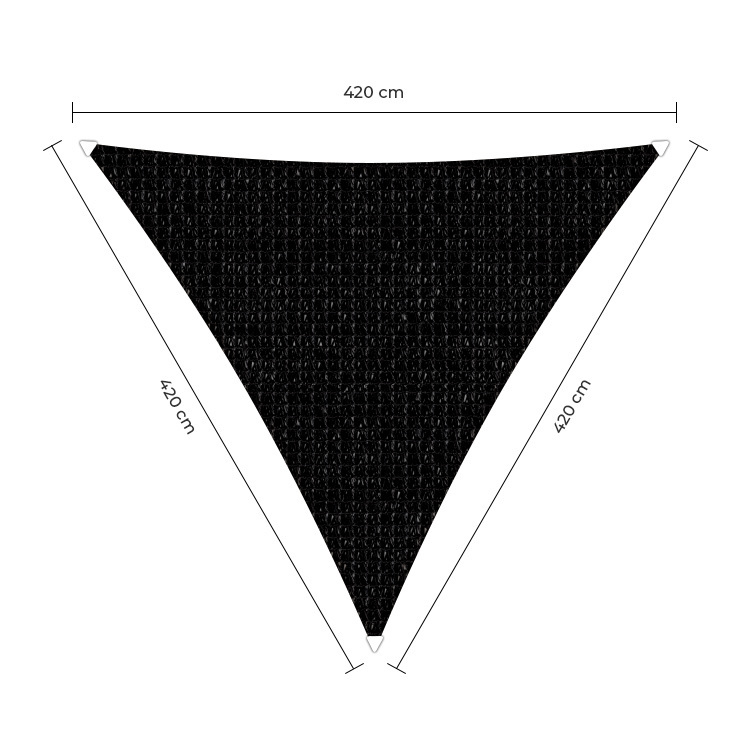 Schaduwdoek driehoek zwart 4.2x4.2x4.2m. 2e kans