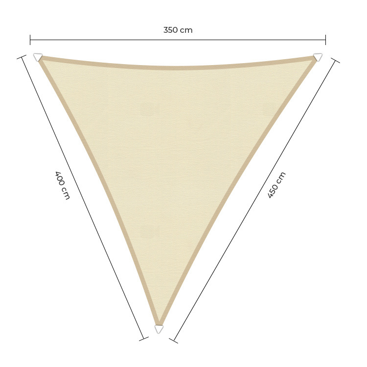 Waterproof schaduwdoek ivoor 3.5x4x4.5m. 2e kans