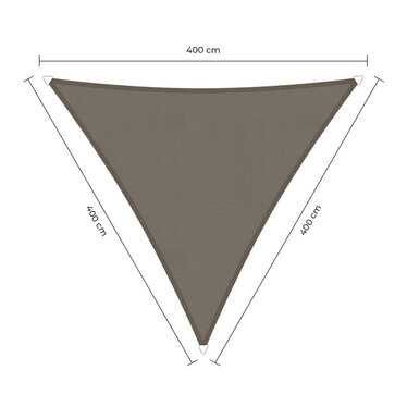 Waterproof schaduwdoek taupe 4x4x4m. 2e kans