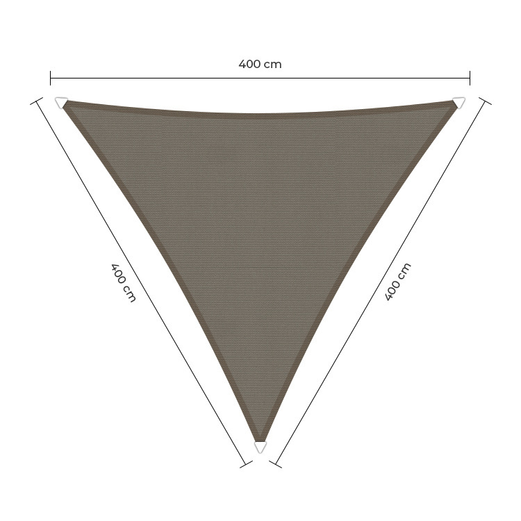 Waterproof schaduwdoek taupe 4x4x4m. 2e kans