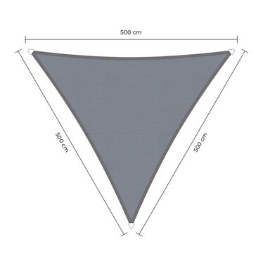 Waterproof schaduwdoek grijs 5x5x5m. 2e kans