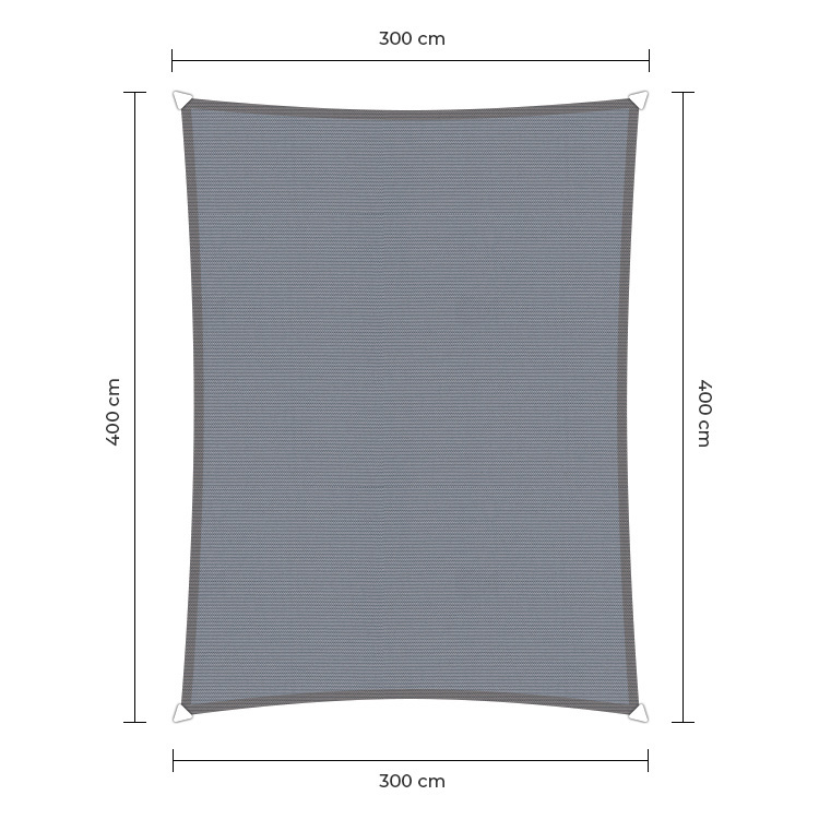 Waterproof schaduwdoek grijs 3x4m. 2e kans