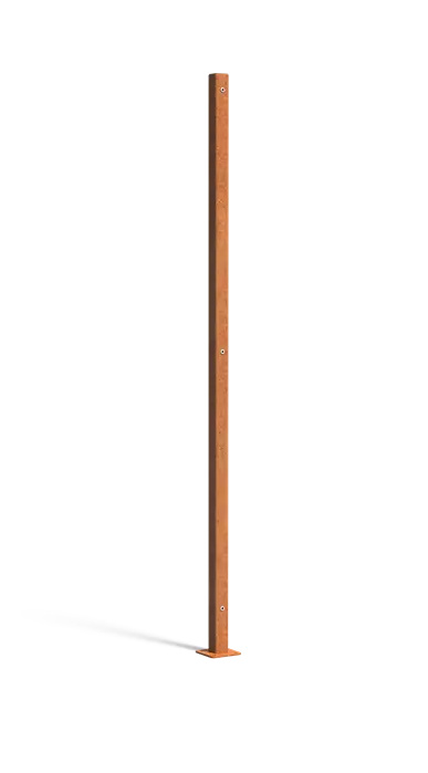 Cortenstaal vierkante hoekpaal 115x115x2109mm.