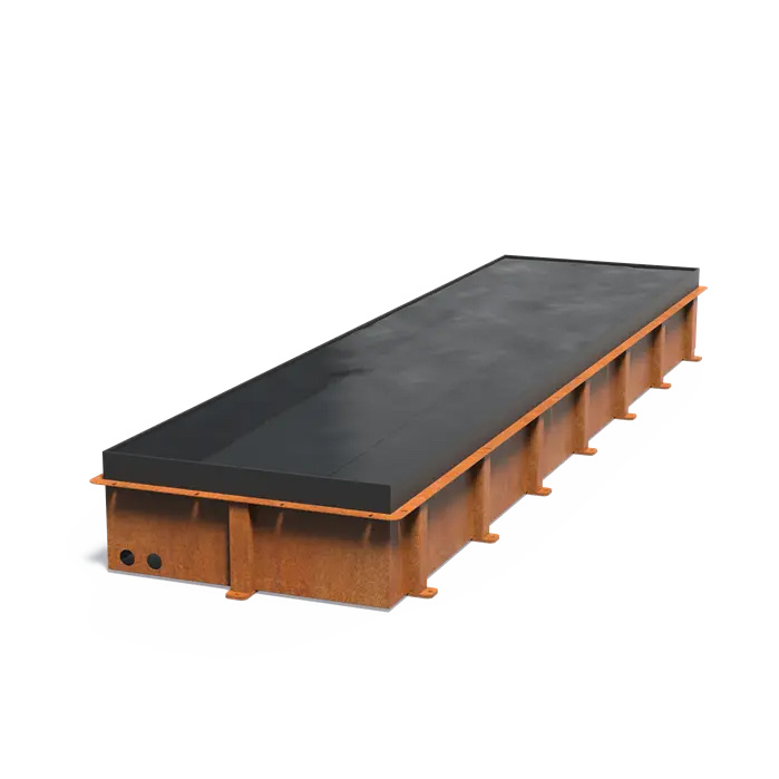 Cortenstaal spiegelvijver 400x100x414cm.